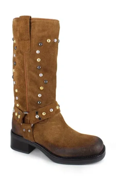 Ziginy Cinnia Studded Water Resistant Boot In Tan