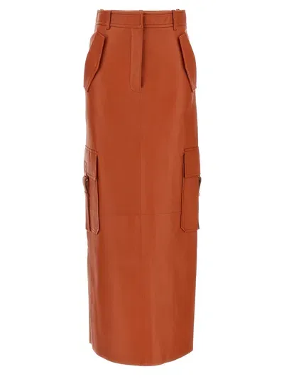 Zimmermann Illustration Leather Cargo Maxi Skirt In Red