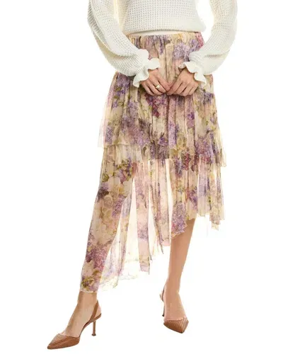 Zimmermann Lyrical Asymmetric Silk Midi Skirt In Multi