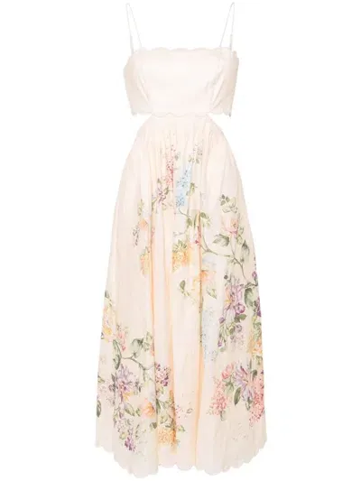 Zimmermann Halliday Floral-print Dress In Pink