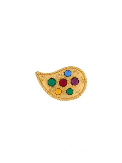 Pre-owned Kenzo 1980s Teardrop-shaped Brooch In Gold