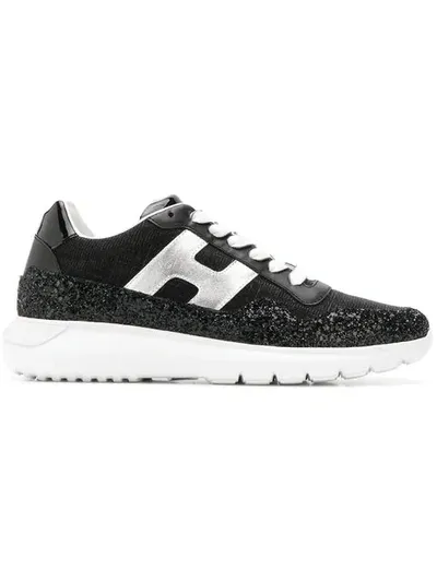 Hogan Glitter Panel Sneakers In Black