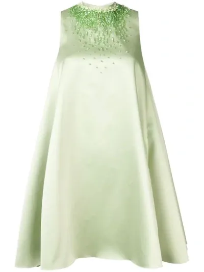 Viktor & Rolf Embroidered Necklace Babydoll Dress In Green