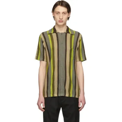 Cmmn Swdn Wes Striped Knitted Cotton Shirt In Multi Stripe