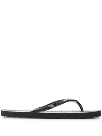 Calvin Klein Logo Flip-flops In Black