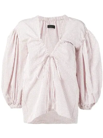 Eudon Choi Oversized Check Blouse In White