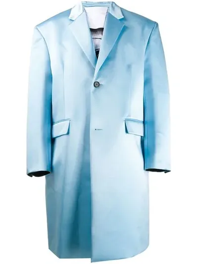 Raf Simons Oversized Midi Coat In Blue