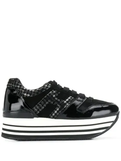 Hogan Houndstooth Print Sneakers In Black