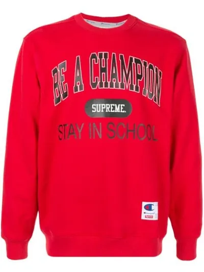 Supreme X Champion 'stay In School' Jumper In Red