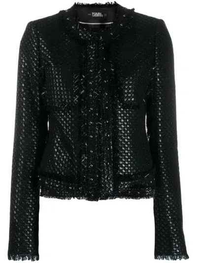 Karl Lagerfeld Karl's Treasure Boucle Jacket In Black