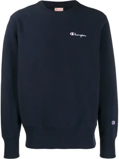 Champion Logo Embroidered Sweatshirt In Blue