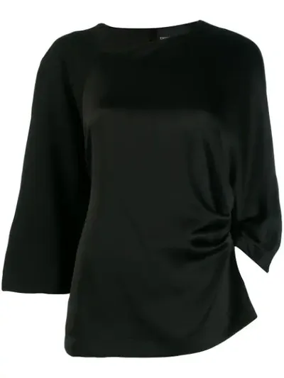 Erika Cavallini Panelled Crepe And Satin Top In Black