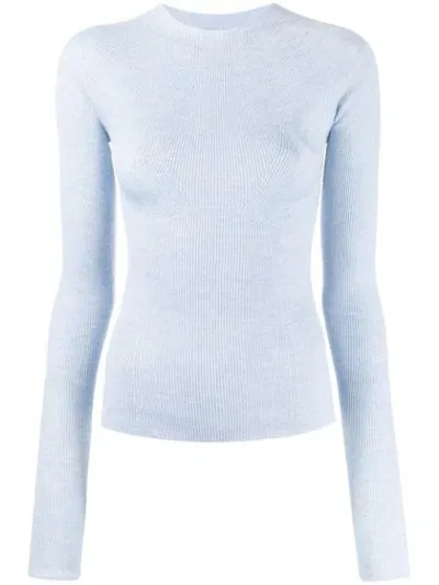 Lanvin Ribbed Slim Fit Top In Blue