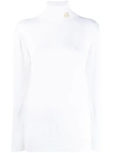 Loewe Anagram-embroidered Roll-neck Cashmere Sweater In White