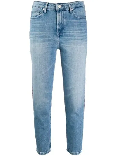 Tommy Hilfiger Cropped Contrast Stitched Jeans In Blue