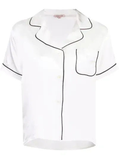 Morgan Lane Katelyn Short-sleeve Silk Lounge Top In White