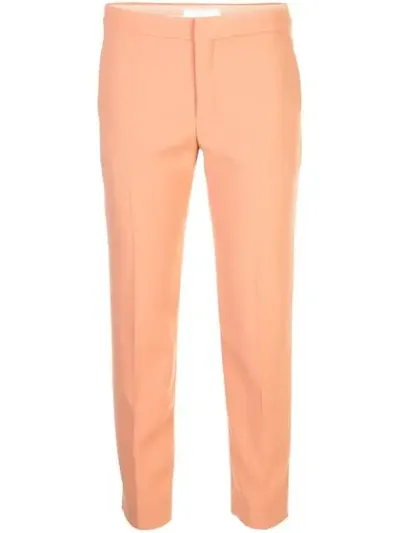 Chloé Orange Women's Cropped Slim-fit Trousers In Brown