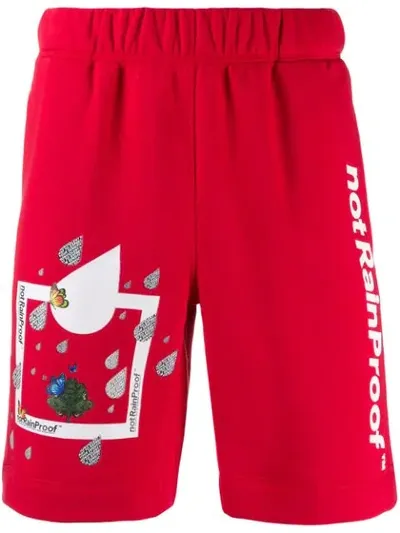 Styland Printed Jersey Shorts In Red