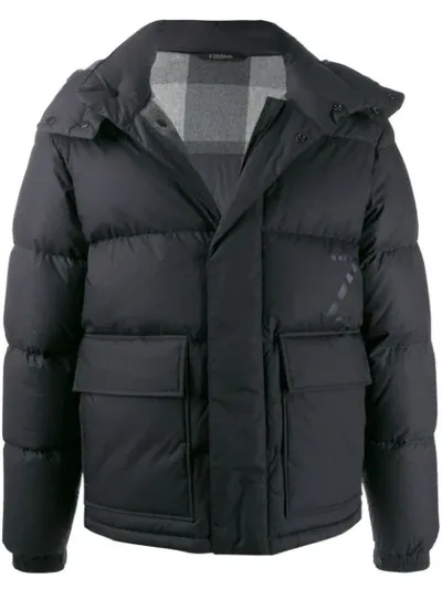 Z Zegna Logo Padded Jacket In Black