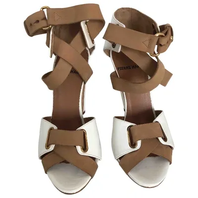 Pre-owned Pierre Hardy Patent Leather Sandals In Ecru