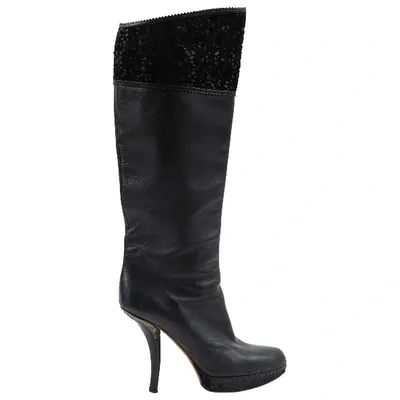 Pre-owned Dior Leather Boots In Black