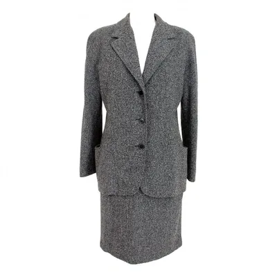 Pre-owned Genny Wool Skirt Suit In Grey