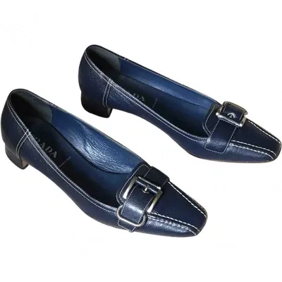 Pre-owned Prada Leather Flats In Blue