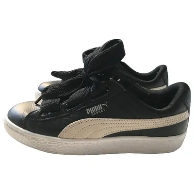 Pre-owned Puma Leather Trainers In Black