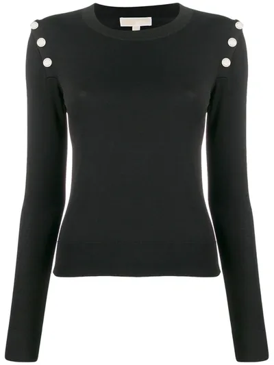 Michael Michael Kors Press Stud Shoulder Jumper In Black