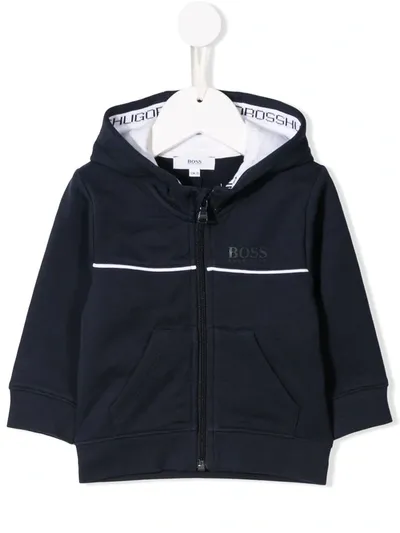 Hugo Boss Babies' Logo Hoodie Jacket In Blue