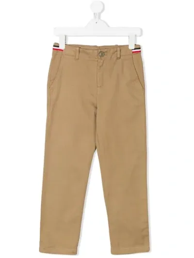 Moncler Kids' Side Stripe Chinos In Brown