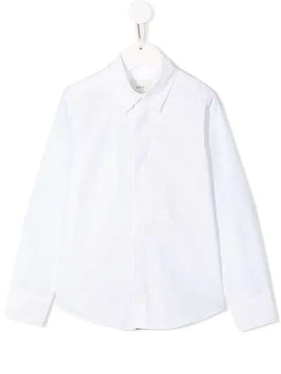 Fendi Kids' Pointed Collar Shirt In White