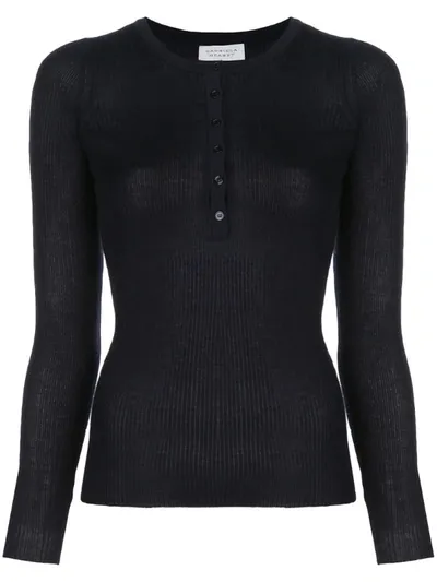 Gabriela Hearst Buttoned Fitted Pullover In Blue