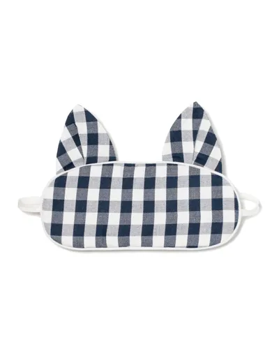 Petite Plume Kids' Kitty Gingham Eye Mask In Navy