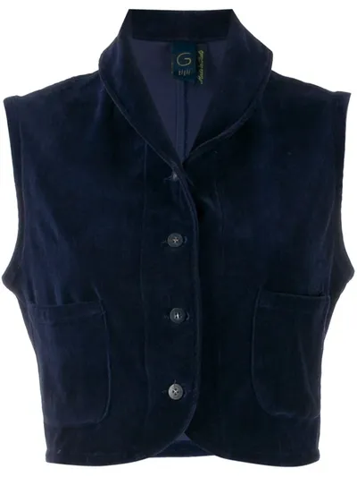 Pre-owned Romeo Gigli 1990s Cropped Gilet In Blue