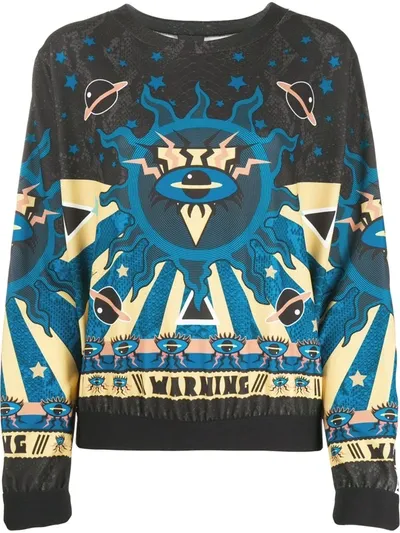 Just Cavalli Jacquard-trimmed Printed Stretch-jersey Sweatshirt In Black