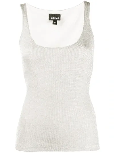 Just Cavalli Fitted Vest In Silver