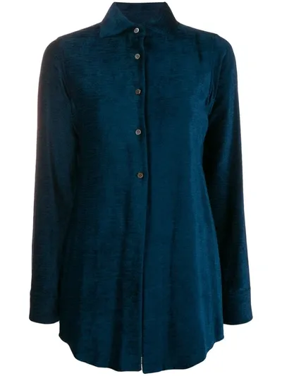 Pre-owned Romeo Gigli 1990's Ribbed Slim Shirt In Blue