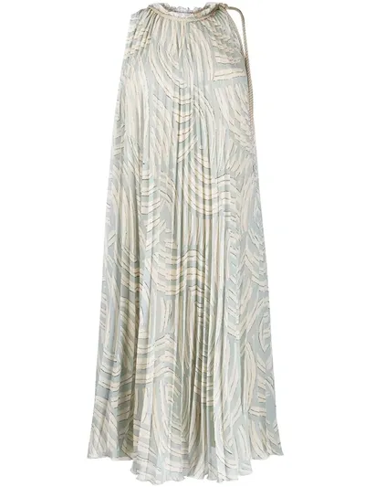 Erika Cavallini Pleated Flared Midi Dress In Blue