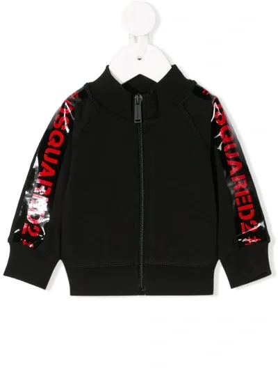 Dsquared2 Babies' Logo Appliqués Bomber Jacket In Black