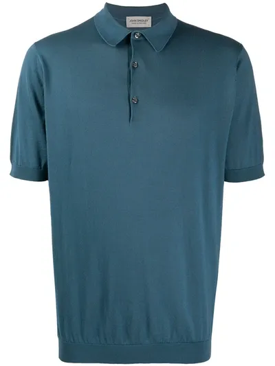 John Smedley Sea Island Knitted Cotton Polo Shirt In Blue