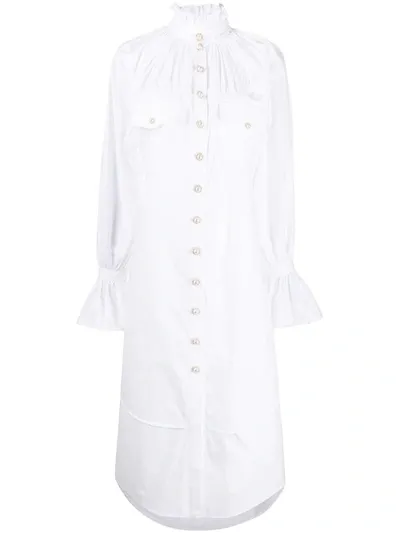 Seen Users Ruffle Trim Poplin Shirt In White