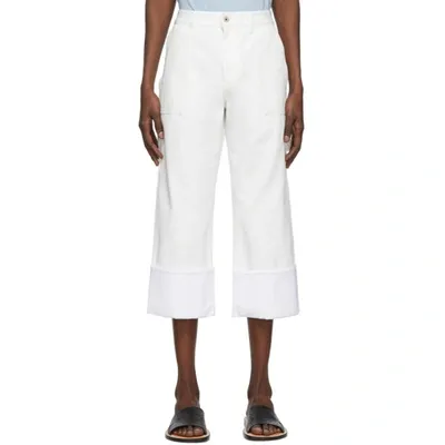 Loewe White Turn Up Patch Pocket Trousers