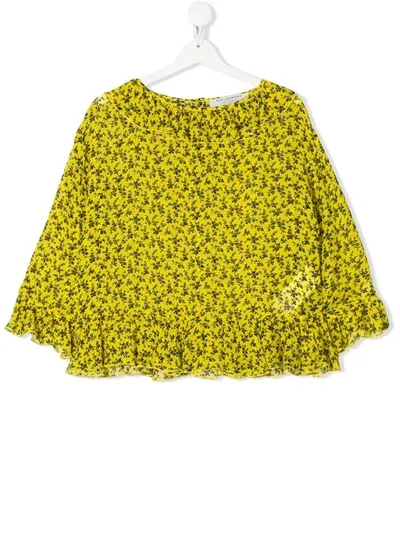 Philosophy Di Lorenzo Serafini Teen Floral Flared Blouse In Yellow