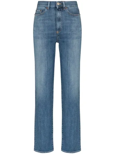 Jeanerica Super High-waisted Straight-leg Jeans In Blue