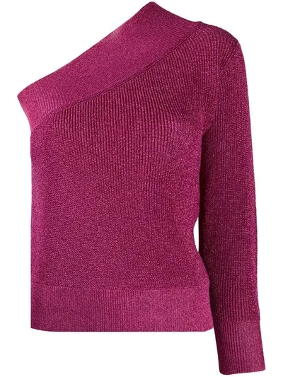 Laneus Metallized One-sleeve Jumper In Pink