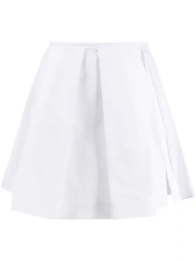 Courrèges Pleated Cotton Poplin Mini Skirt In White