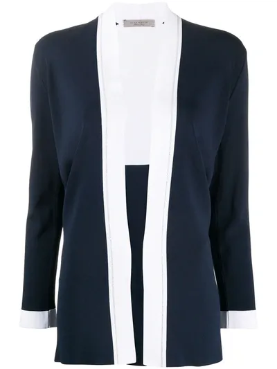 D-exterior Contrast-trimmed Knitted Cardigan In Blue