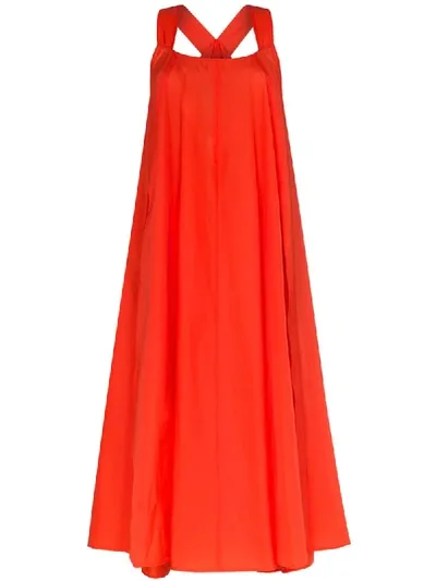 Issey Miyake Sleeveless Balloon Maxi Dress In Red