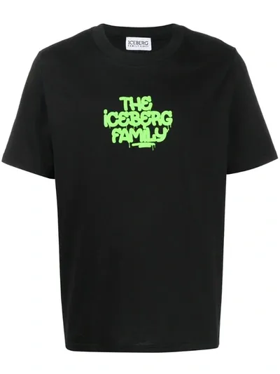 Iceberg Logo Embroidered T-shirt In Black